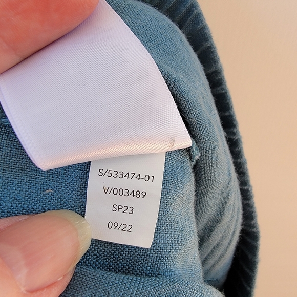 Athleta Retreat Wide Leg Linen Pants Size 14 Borealis Blue Straight Leg Resort - Picture 13 of 14